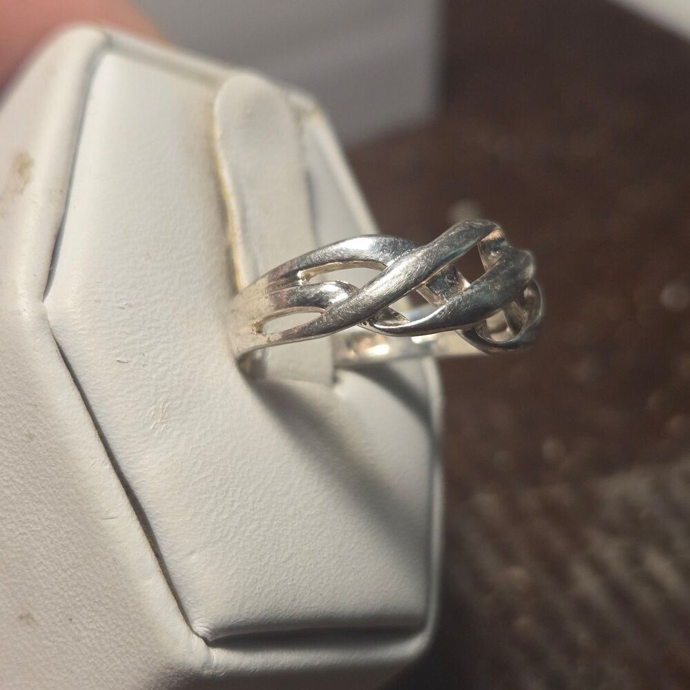 Sterling Silver Open Weave Ring Size 6 - Picture 3 of 9
